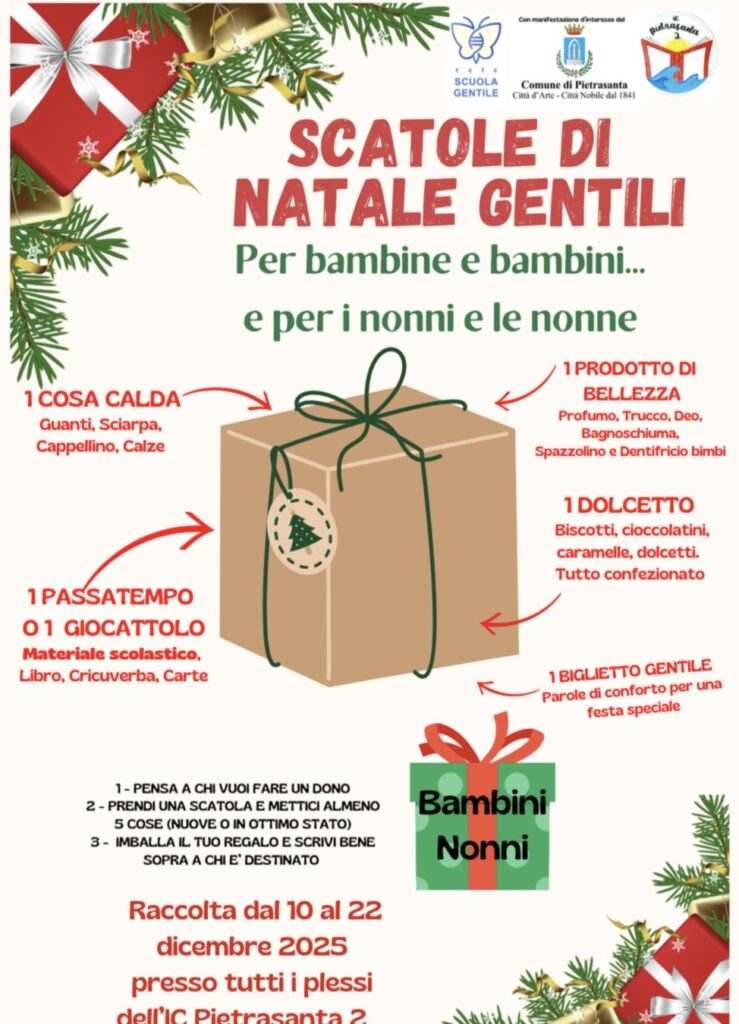 locandina dell evento scatole di natale gentili